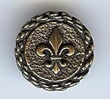 Fleur De Lis Button. Antique Brass finish. Size 5 8