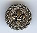 Fleur De Lis Button. Antique Brass finish. Size 5/8