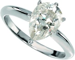 Childrens Toyshop  Jewelry : Gorgeous! Women's 14k White-gold (1 1/2 CT) Pear Shape Moissanite Solitaire Engagement Ring