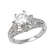 Sterling Silver Rhodium Engagement Ring with Clear CZ - Size: 6-9