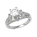 Sterling Silver Rhodium Engagement Ring with Clear CZ - Size: 6-9
