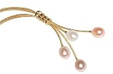 Natural Colored Fresh Water 10.00mm Multi-Colored Drop Pearls, Set on an 18K Yellow Gold Double-Strand Hand-Woven Lariette Necklace.