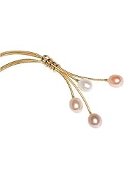Natural Colored Fresh Water 10.00mm Multi-Colored Drop Pearls, Set on an 18K Yellow Gold Double-Strand Hand-Woven Lariette Necklace.