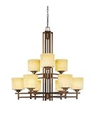 IMAGE OF Dolan Designs 2812-133 Roxbury - Nine Light Two Tier Chandelier, English Bronze Finish with Mojave Glass