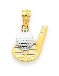 14k Gold and Rhodium Golf Pendant