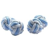 White & Pale Blue Silk Knot Cufflinks