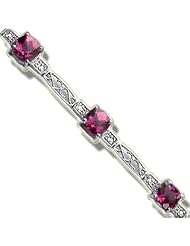 .01ct 7-6X6 Checker Cut Mystic Pink White Filigree Bracelet