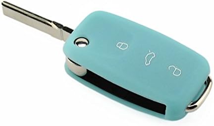 VW Volkswagen LUMINOUS BLUE Remote Flip Key Silicone Protecting Key Case Cover Fob Holder 3 Buttons