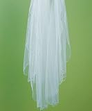 Scattered Pearl Border & Cut Edge Veil - Ivory