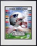 New England Patriots Helmet 19 Game Winning Streak Sets New NFL Record Double Matted 8 X 10 Photograph in Black Anodized Aluminum Frame - B000AQSWH2