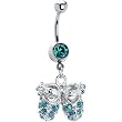 Blue Zircon Jeweled Baby Shoes Belly Ring