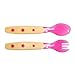 Baby Dipper Spoon and Fork Set, Pink - Ergonomic Utensils for Toddlers Learning to Self-feed
