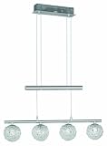 Trio 347800407 NV-JoJo-Pendelleuchte, 4x20W, G4 Br.60cm, Nickel matt, Acrylkugeln klar