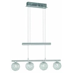 Trio 347800407 NV-JoJo-Pendelleuchte, 4x20W, G4 Br.60cm, Nickel matt, Acrylkugeln klar
