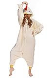 NEWCOAPLAY Unisex Onesies Pajamas Kigurumi Cosplay Sleepsuit Costume (XL, White chicken)