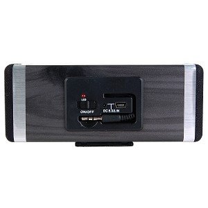 Portable Stereo Speaker w/USB & Built-In Rechargeable Battery for MP3 Players & Notebooks (Black Wood)