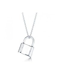 Bling Jewelry 925 Sterling Silver Lock Pendant Necklace With Chain