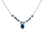 Trendy 3.50 carats total weight Oval & Round Shape London Blue Topaz Multi-Gemstone Necklace in Sterling Silver
