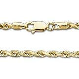 20 inch Diamond Cut Rope Chain in 14k Yellow Gold