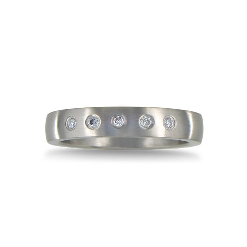 Ladies and Mens Diamond Band in Titanium in Sizes 4 to 13