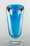 Glass Vase Blue Faceted Cute Fabulous 100% Handblown Art X466 Reviews