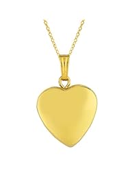 14K Gold over Sterling Silver Heart Shaped Locket Necklace