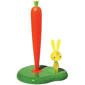 A di Alessi Bunny & Carrot Kitchen Roll Holder, Green (ASG42 GR)