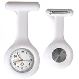 Concept4u - WHITE Flexi Smooth Touch Silicone Rubber Quartz BATTERY Professional Nurse Nurses Pin On Brooch Fob Watch With Infection Control 65 x 30mm