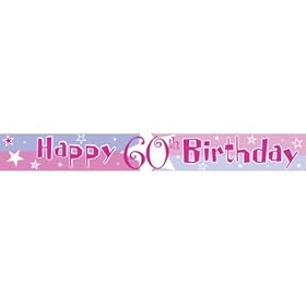 Pink Shimmer 60th Birthday Party Banner, 12 Foot (4 Yard)