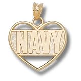 Navy Midshipmen Solid 14K Gold ''NAVY'' Heart Pendant