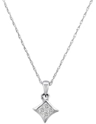 10k White Gold 1/8cttw, H-I Color, I1-I2 Clarity, Diamond Pendant Necklace, 18"