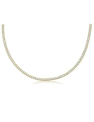 14K Solid Yellow Gold White Pave Cuban Curb Link Chain / Necklace 3mm Wide 30" inch Long.