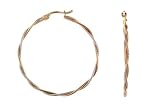 14K Two Tone Twisted Hoop Earrings
