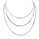 Sterling Silver Snake Three Strand Chain Necklace 18"