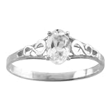 Sterling Silver 6 x 4 MM Oval Shaped Imitation White Topaz Teen's Ring