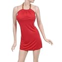 Sexy Red Party Mini Dress with Gold and Ruby Jewel Halter Strap Medium Size