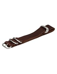 Premium 18mm 5-ring Thick Leather Vintage Dark Brown Urban Military Nato Watch Strap - Fits All Watches!!!