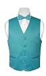 BOY'S Solid TURQUOISE / AQUA BLUE Color Dress Vest BOWTIE Set