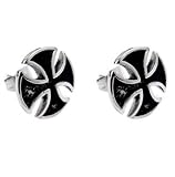 Stainless Steel Biker Stud Earrings with Gothic Design
