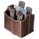 Remote Control Organizer - Brown Faux Leather (Brown) (7.75
