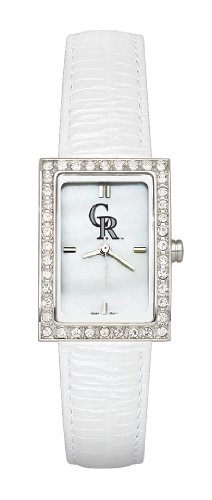 MLB Colorado Rockies Ladies Allure Watch White Leather Strap