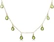 14k Yellow Gold, August Birthstone, Peridot Briolette Station Necklace, 16"