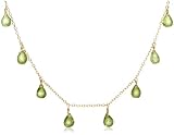 14k Yellow Gold, August Birthstone, Peridot Briolette Station Necklace, 16