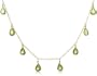14k Yellow Gold, August Birthstone, Peridot Briolette Station Necklace, 16"