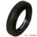 Adapter T2 an NIKON F f&uuml;r D300 D700 D60 D90 D3x etc. Edler und hochwertiger Adapter aus eloxiertem Messing, speziell zur Benutzung von T2-Objektiven bzw. Zubeh&ouml;r (z.B. Telekope) an digitalen und analogen NIKON Kameras mit F Bajonett, ohne Blendenabschaltung.