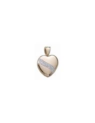 Solid 14k Premium Weight Yellow Gold Heart With Diamonds Picture Locket Just Under 1 inch x 1 inch