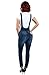 Womens Premium Button Up Adjustable Denim Skinny Jean Overall with Pocket SMALL DK DENIM-90009