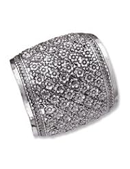 Sterling Silver Solid Floral Cuff Bangle Bracelet QB178"