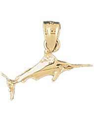 Dazzlers Solid 14k Gold Marlin Trout Fish Charm Pendant Available in three colors from jewelsberry (weights: 0.9 grams only)