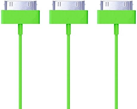 • SideTech (TM) 3 Pieces 3 Feet 30 Pin USB Charging/Data Sync Cable for Apple iPod, iPhone, and iPad Compatible with iPhone 3G/3Gs/4/4Gs, iPad 1/2/3, iPod nano 5th/6th generations and iPod Touch 3rd/4th generations (SHIPPED IN SAME BUSINESS DAY.)(Bundle of 3 Green 30 pin Cable)